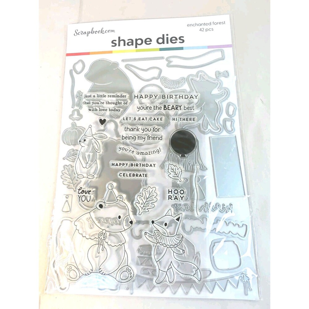 New Scrapbook.com Shape Dies Enchanted Forest 42pcs Bear Fox Bunny
